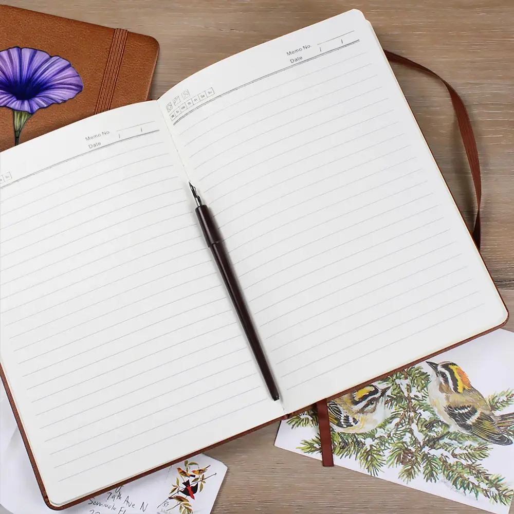 Personalized Leather Journal with Birth Month Flower Art, Custom Name Keepsake Notebook, Unique Gift for Her - Image 3