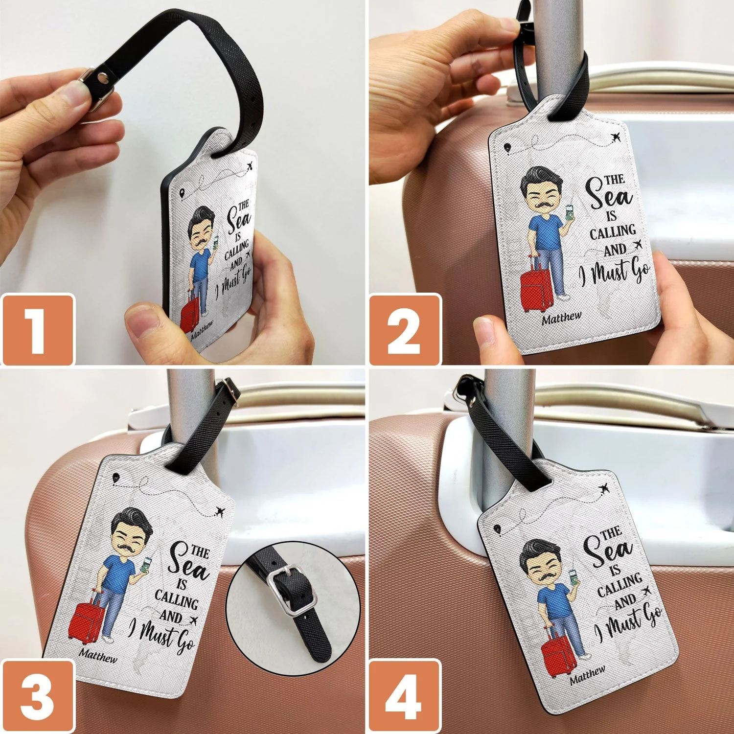Personalized Leather Luggage Tag for Girls Who Love Traveling – Cute Cartoon Traveler, Easy to Spot, Unique Travel Gift - Image 6