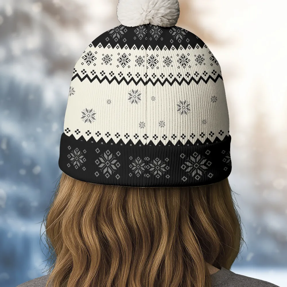 Personalized Bobble Beanie Hat for Dog Mom with Cartoon Woman & Pup – Cozy Christmas Style, Unique Gift for Pet Lovers - Image 5