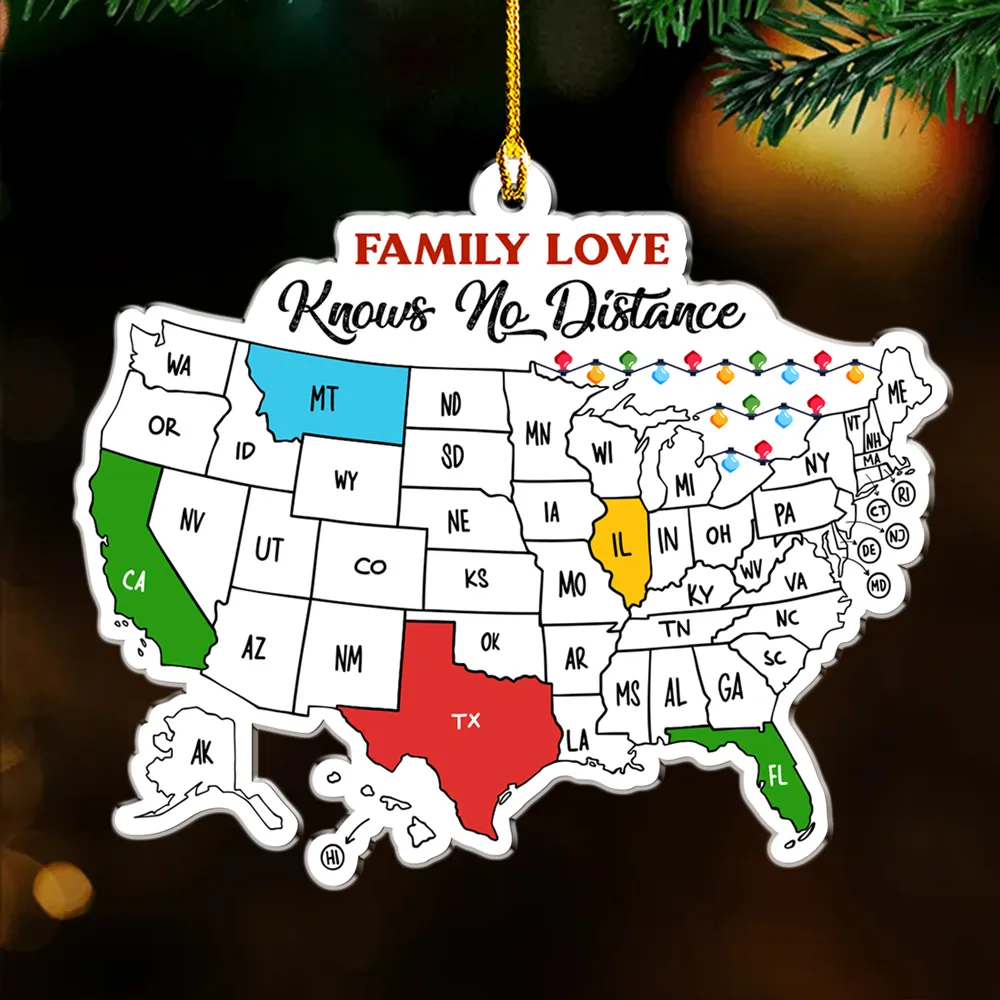Personalized Acrylic Ornament Map – Family Love Knows No Distance, Unique Gift for Long‑Distance Family & Friends, Festive Home Decoration - Image 4