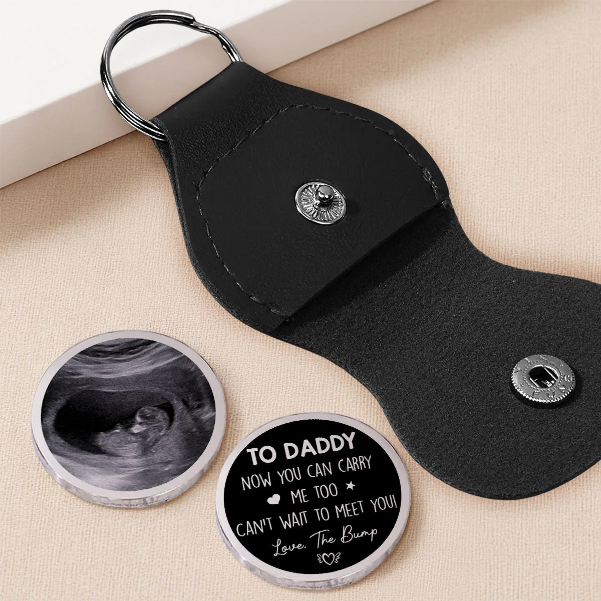 Custom Pocket Hug for Daddy with Your Ultrasound Image – Small Stainless Steel Love Token, Sentimental Fatherhood Gift & Everyday Carry Keepsake - Image 2