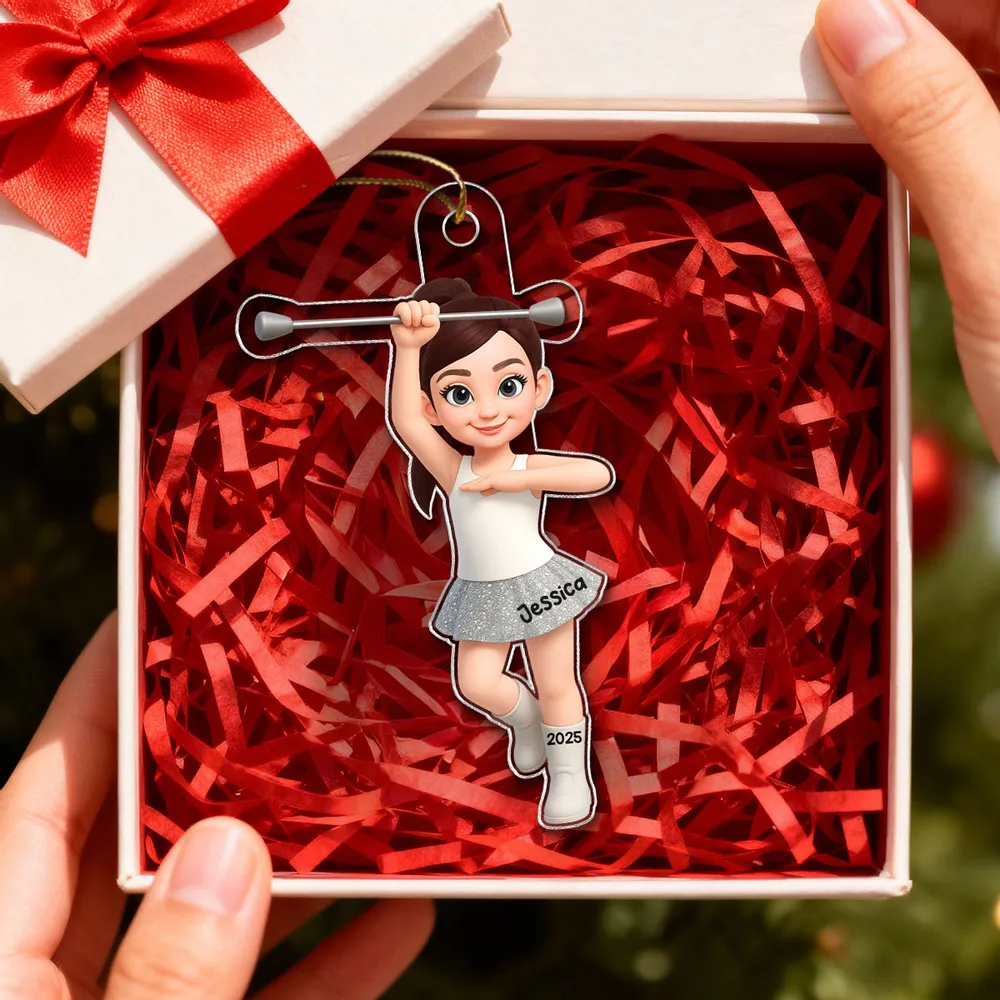 Personalized Acrylic Ornament for Majorette & Color Guard Girls, Cute Band Uniform Design, Festive Decor & Unique Christmas Gift - Image 3