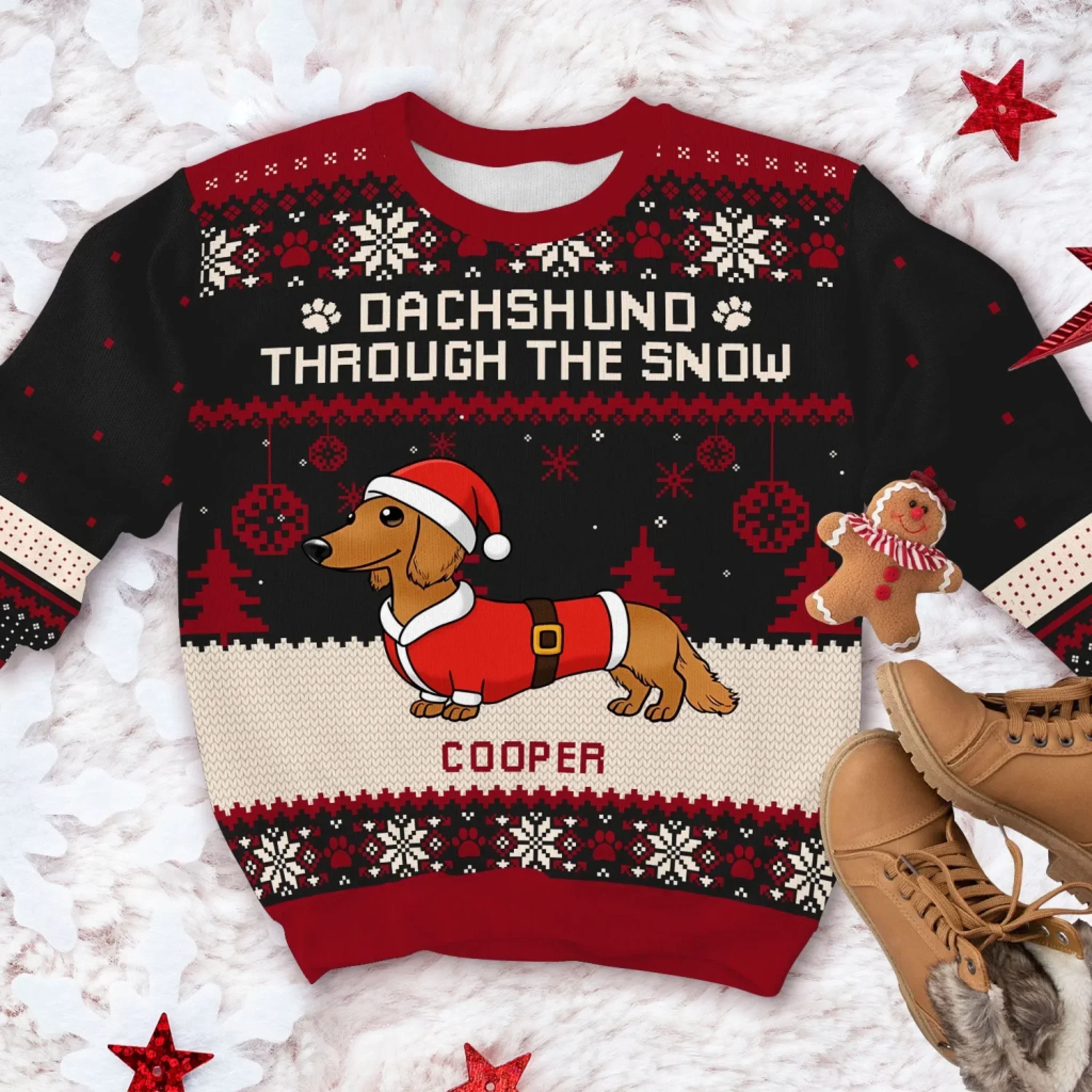 Personalized Printed Sweatshirt for Dachshund Lovers, Funny Christmas Ugly Sweater, Unique Holiday Gift - Image 4