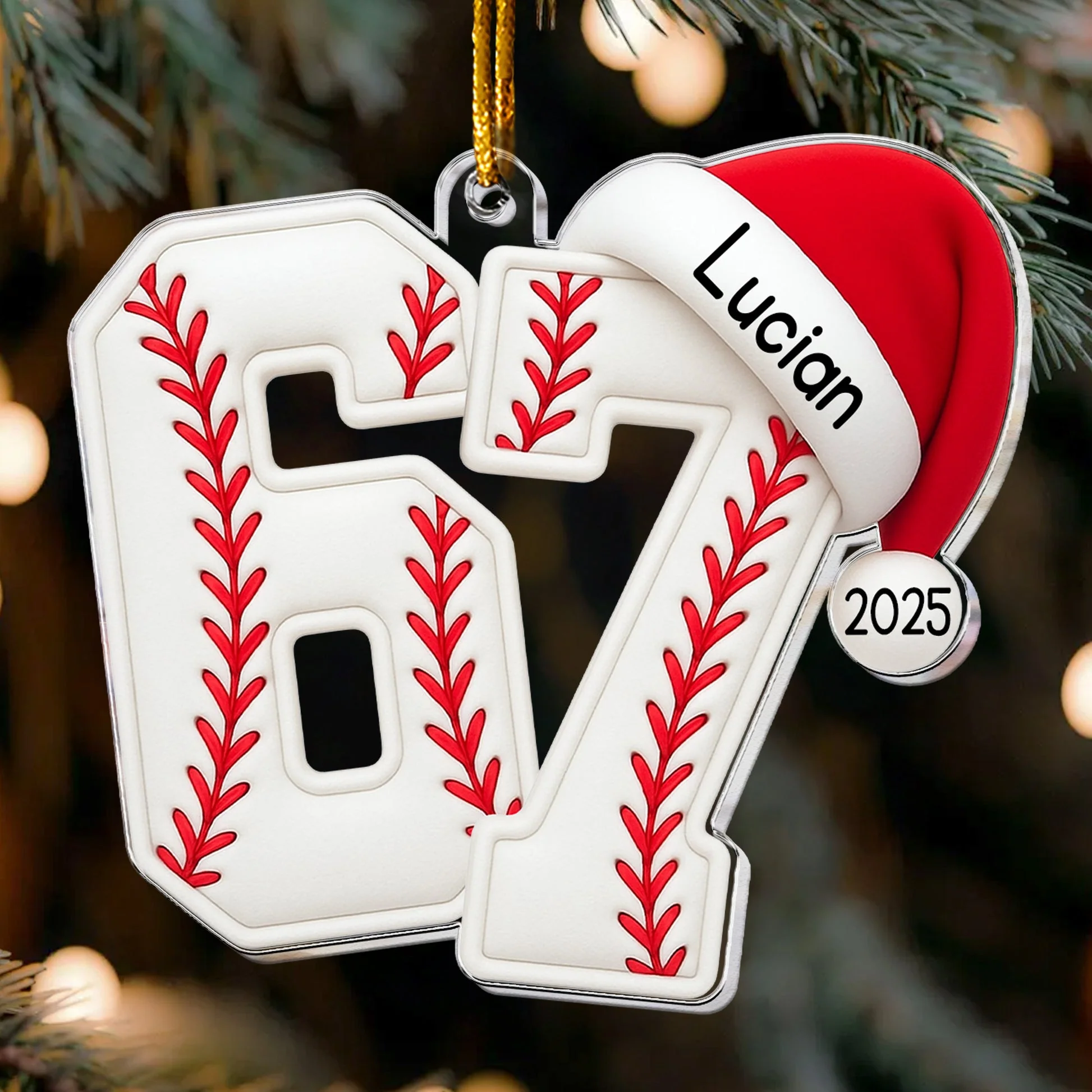 Custom Sports 67 Acrylic Ornament – Pick the Ball Pattern, Add Your Own Text, Fun Holiday Tree Decor & One-of-a-Kind Gift - Image 2