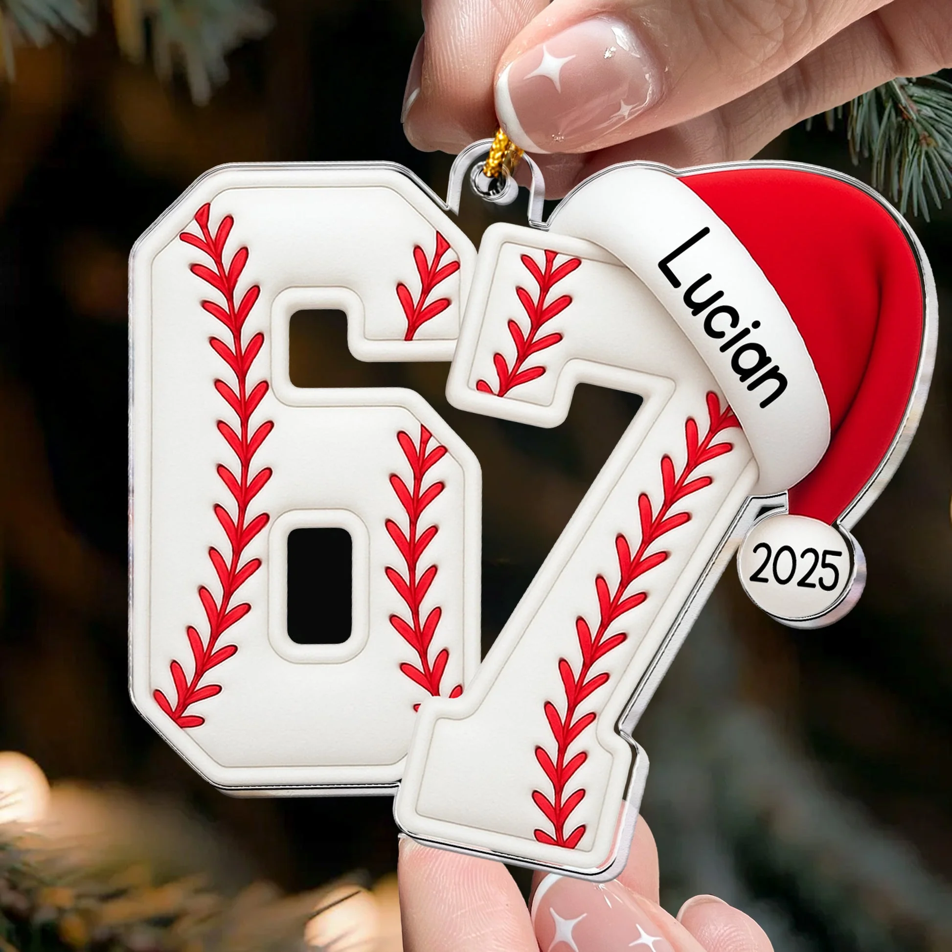 Custom Sports 67 Acrylic Ornament – Pick the Ball Pattern, Add Your Own Text, Fun Holiday Tree Decor & One-of-a-Kind Gift - Image 3