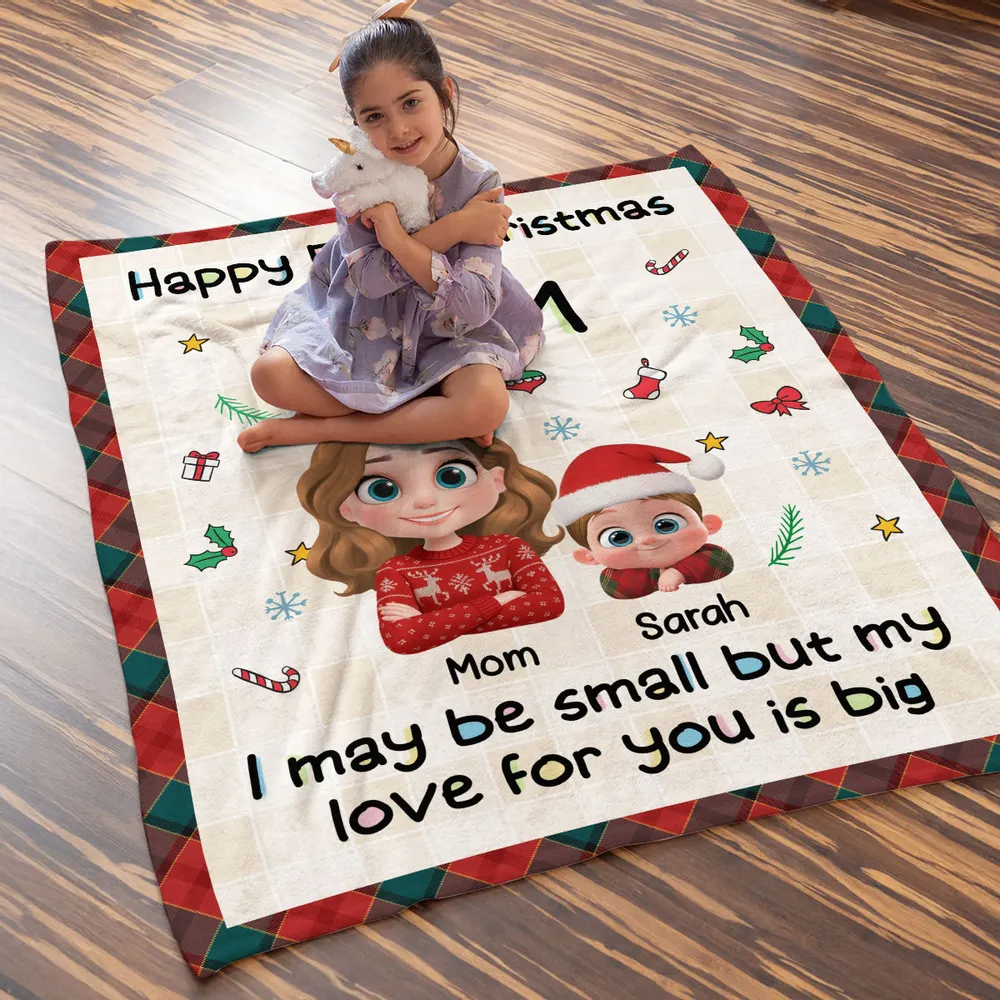 Personalized Fleece Blanket for First Christmas as My Mom, Cute Cartoon Design, Cozy Keepsake & Unique Gift - Image 3