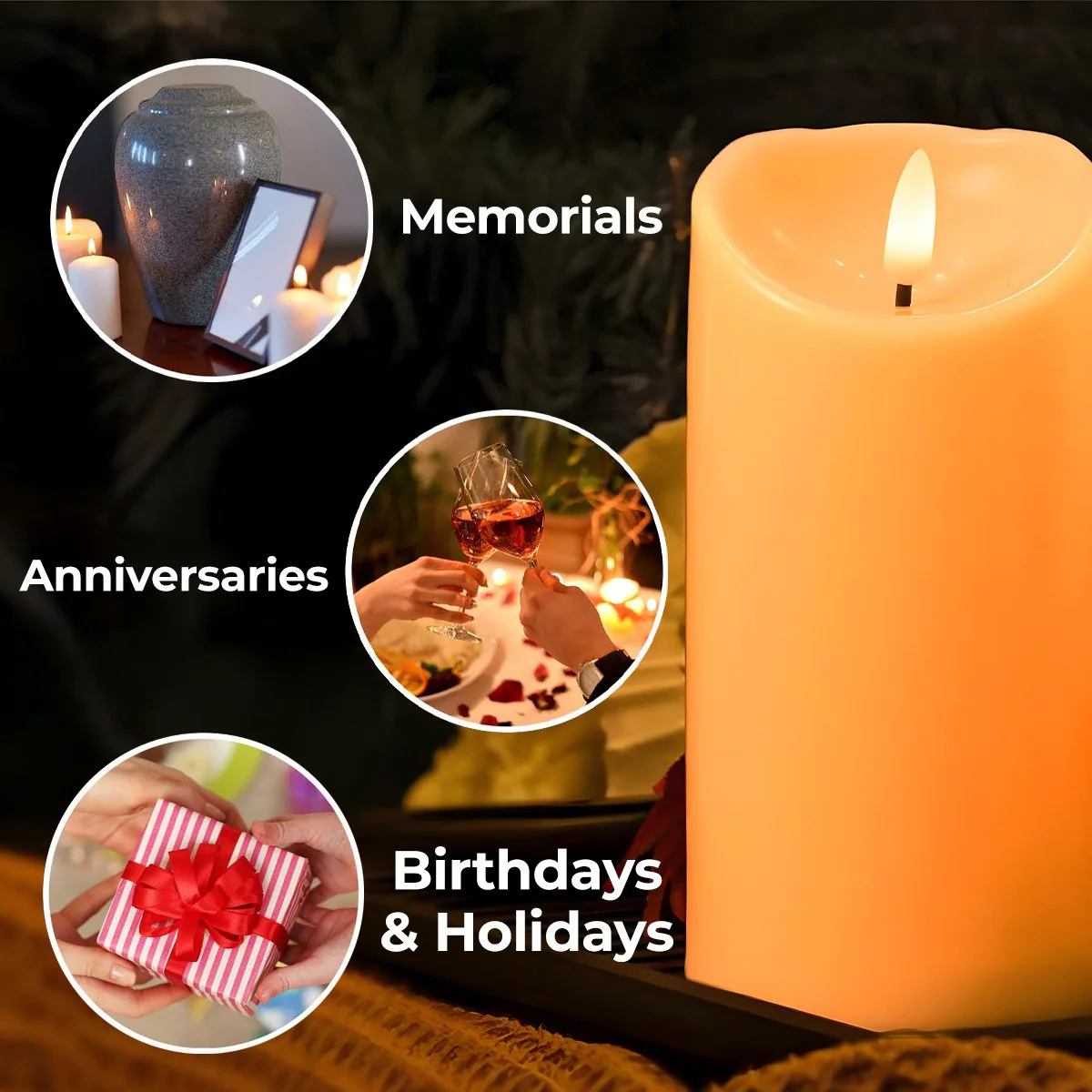 Personalized Flameless LED Candle for Daughter-in-Law, Custom Message & Flowers, Warm Glow Sentimental Gift from Mom - Image 6