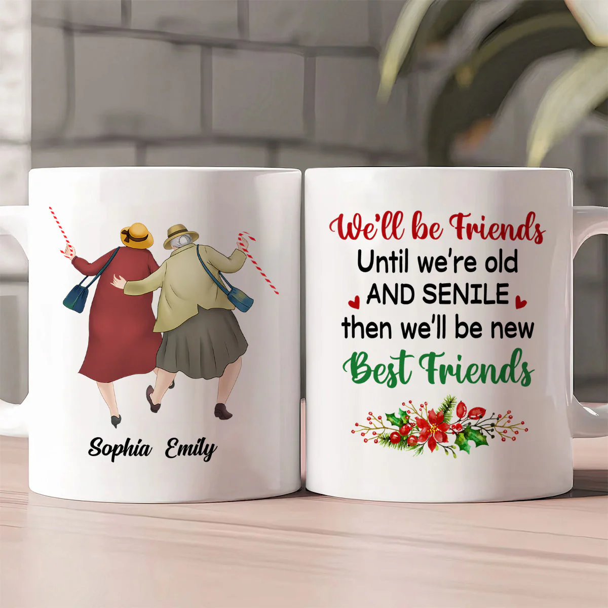 Personalized White Ceramic Mug for Best Friends – Cute Senior Ladies Design, Double Sided Print, Unique Thoughtful Gift - Image 5