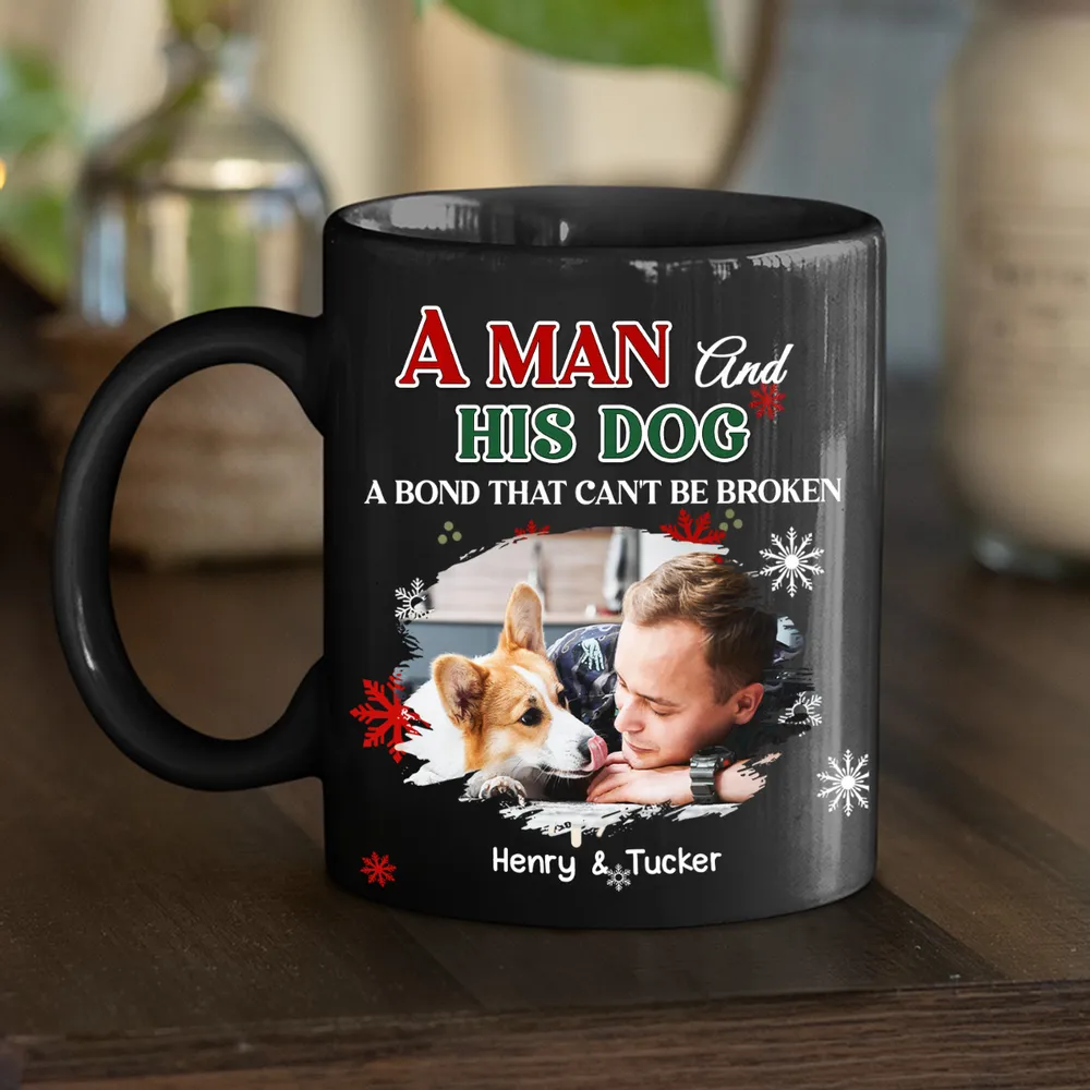Custom Man and His Dog Full Color Mug, Heartwarming Pet Lover Gift for Daily Coffee and Christmas or Birthday - Image 3