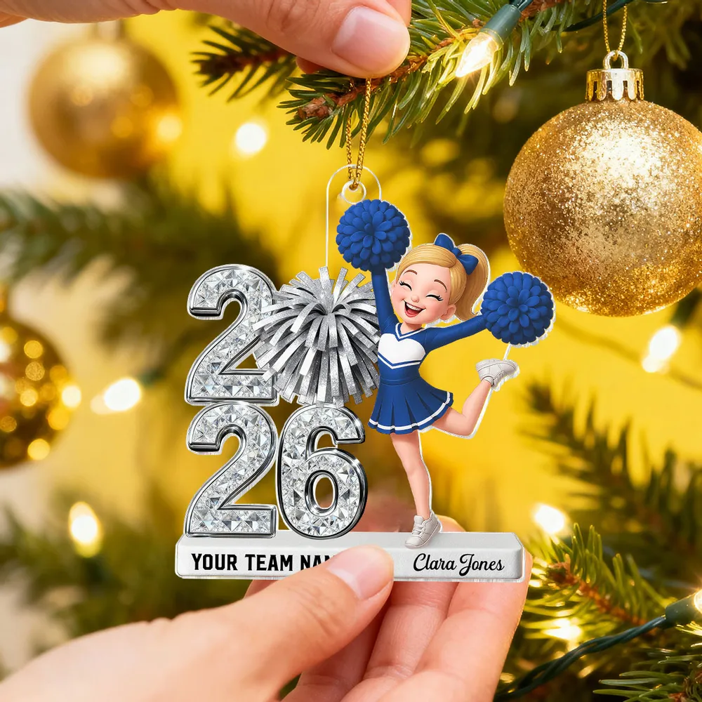 Personalized Cheerleader Acrylic Ornament with Year & Team Name, Sparkling School Spirit Keepsake, Unique Graduation Gift - Image 5