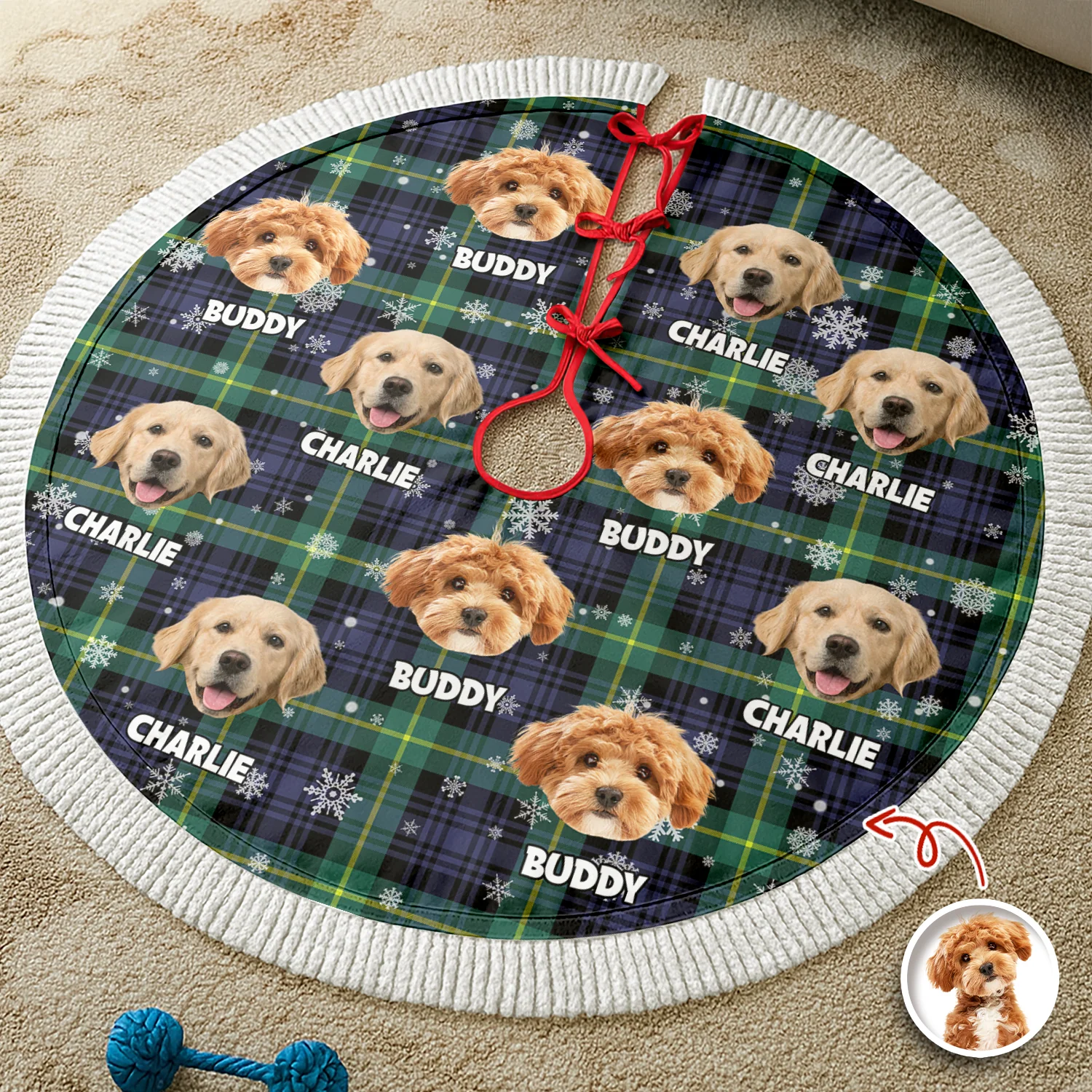Personalized Plush Christmas Tree Skirt with Your Pet Photo – Custom Dog or Cat Holiday Decor, Unique Gift for Pet Lovers - Image 7