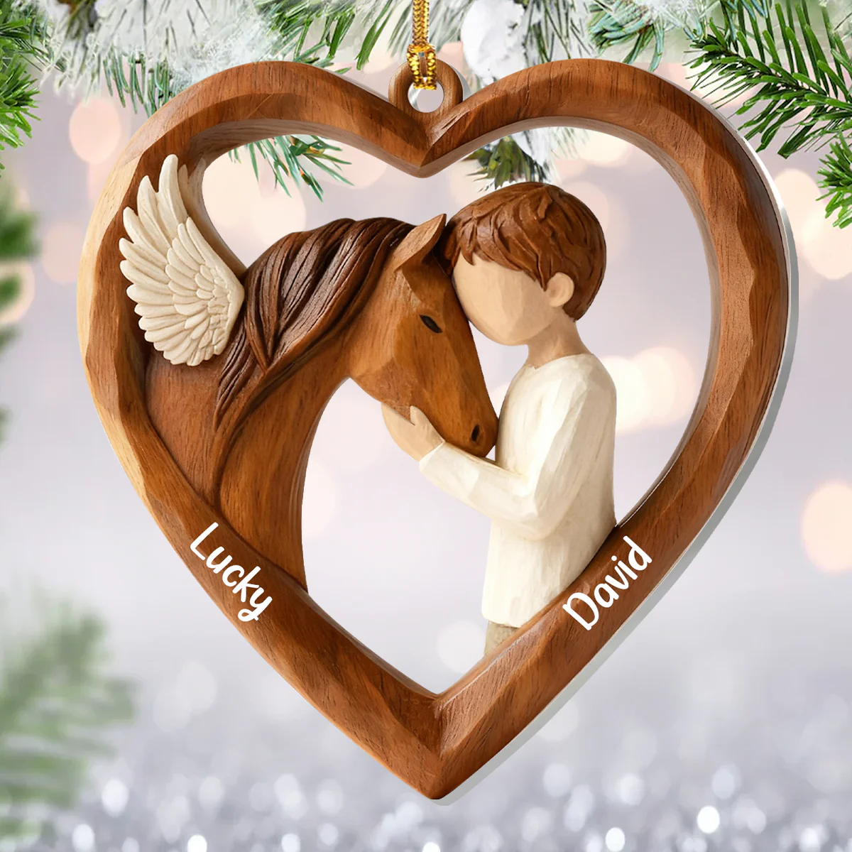Personalized Acrylic Ornament with Angel Horse & Girl – Heartfelt Equestrian Keepsake & Unique Gift for Horse Lovers - Image 2