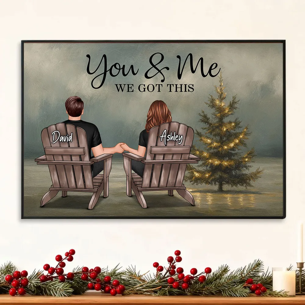 Personalized Couple Poster with Christmas Tree, You & Me Quote, Romantic Wall Art Gift for Partner - Image 5
