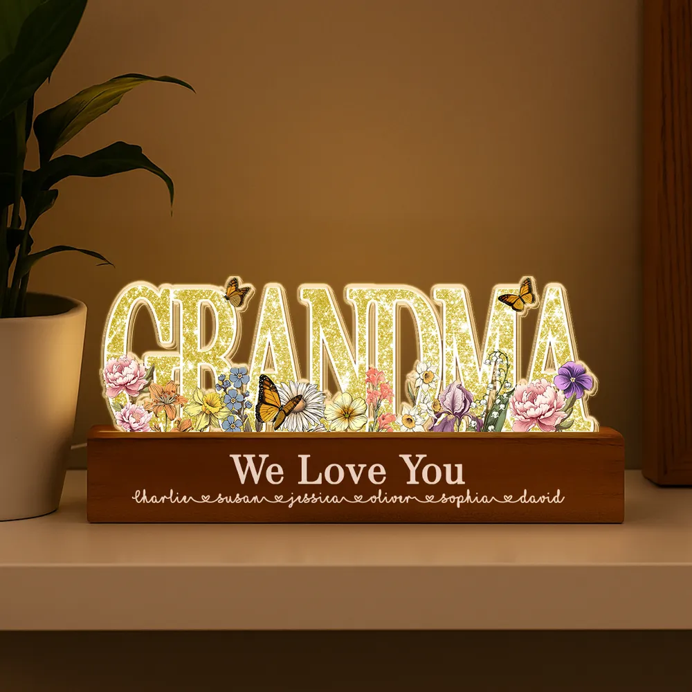 Personalized Block LED Light Plaque for Mom, Floral MOM Night Light with Custom Details, Cozy Bedroom Lamp & Heartfelt Gift - Image 3
