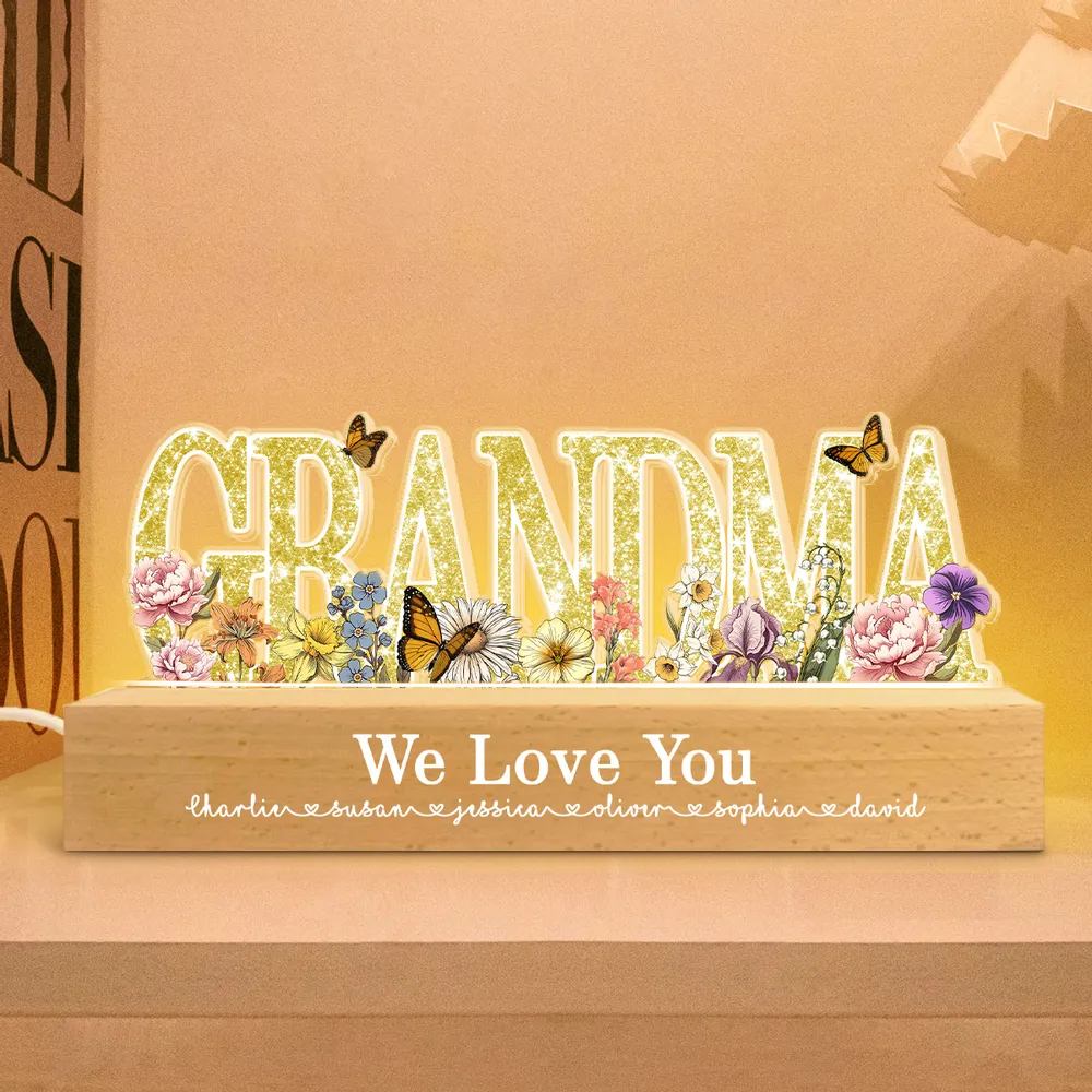 Personalized Block LED Light Plaque for Mom, Floral MOM Night Light with Custom Details, Cozy Bedroom Lamp & Heartfelt Gift - Image 6