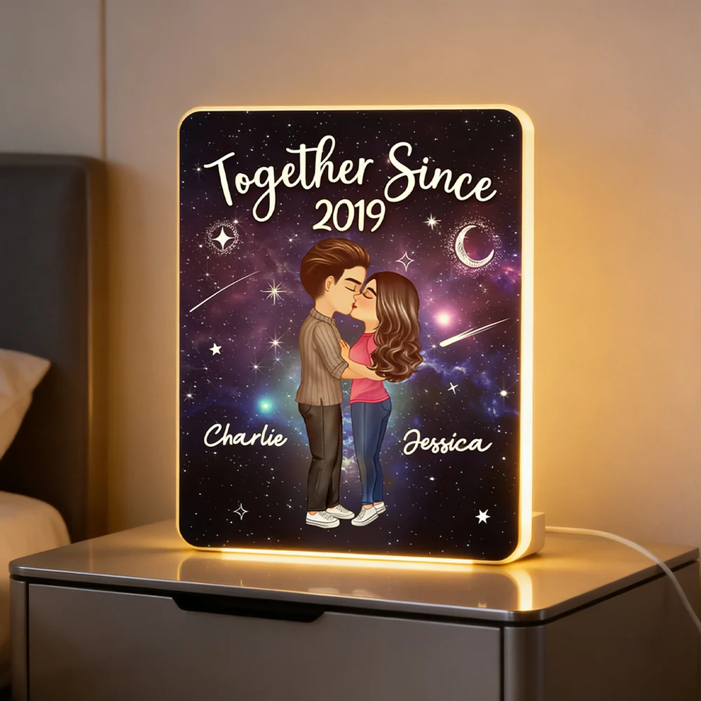 Personalized Acrylic Light Box for Couples with Galaxy Night Kiss, Soft Glow Romantic Bedroom Lamp, Unique Anniversary Gift - Image 2