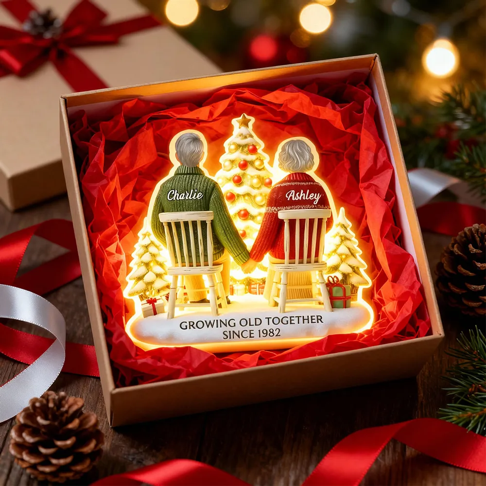 Custom Couple Acrylic Light Box with Cozy Christmas Tree, Soft Bedroom Lamp and Unique Romantic Gift - Image 6