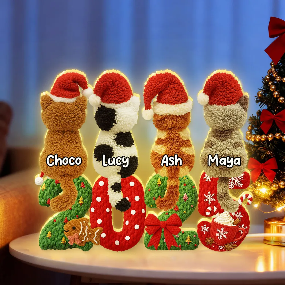 Personalized Acrylic Light Box with Cats in Santa Hats, Cozy Christmas Bedroom Lamp, Unique Pet Lover Gift & Festive Keepsake - Image 2