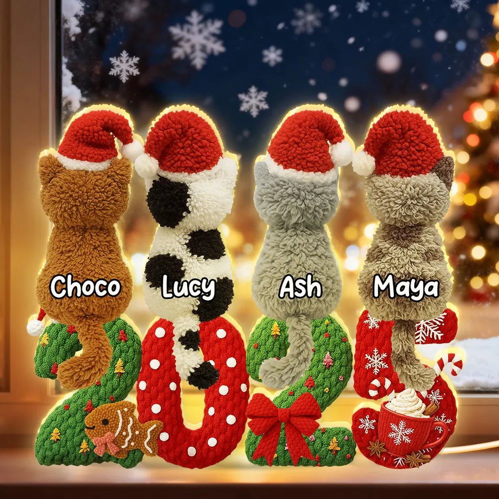 Personalized Acrylic Light Box with Cats in Santa Hats, Cozy Christmas Bedroom Lamp, Unique Pet Lover Gift & Festive Keepsake - Image 8