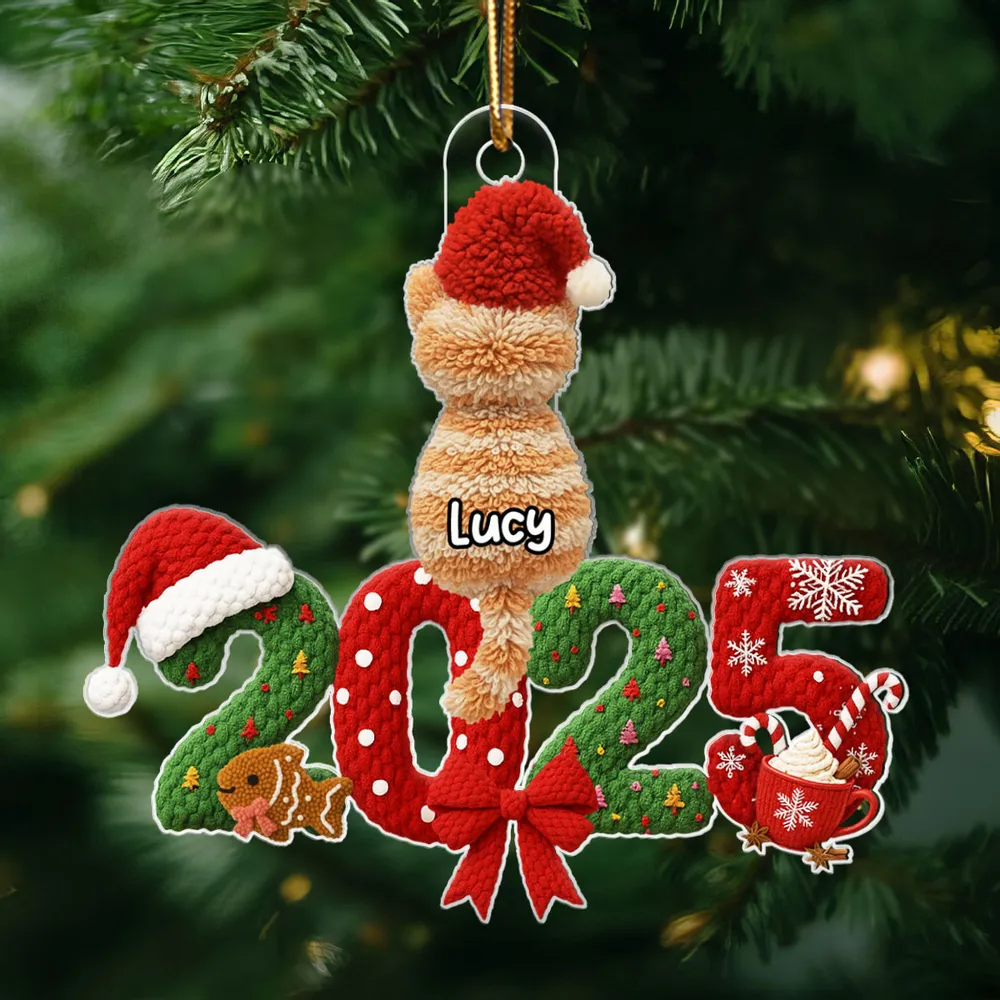 Personalized Acrylic Ornament with Santa Hat Cats – Cute Christmas Tree Decor & Unique Gift for Cat Lovers - Image 6