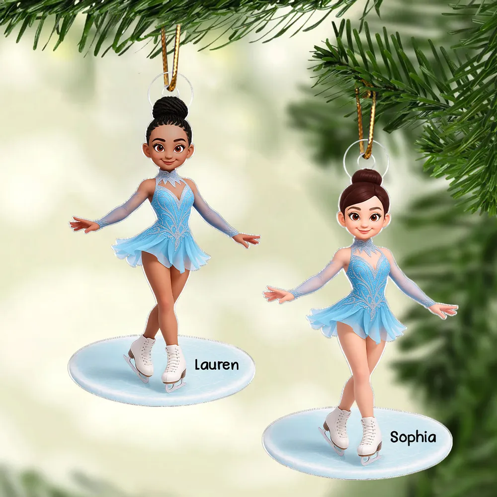 Cute Figure Skater Acrylic Ornament for Holiday Tree, Winter Wonderland Decor and Creative Gift for Daughters and Young Skaters - Image 5