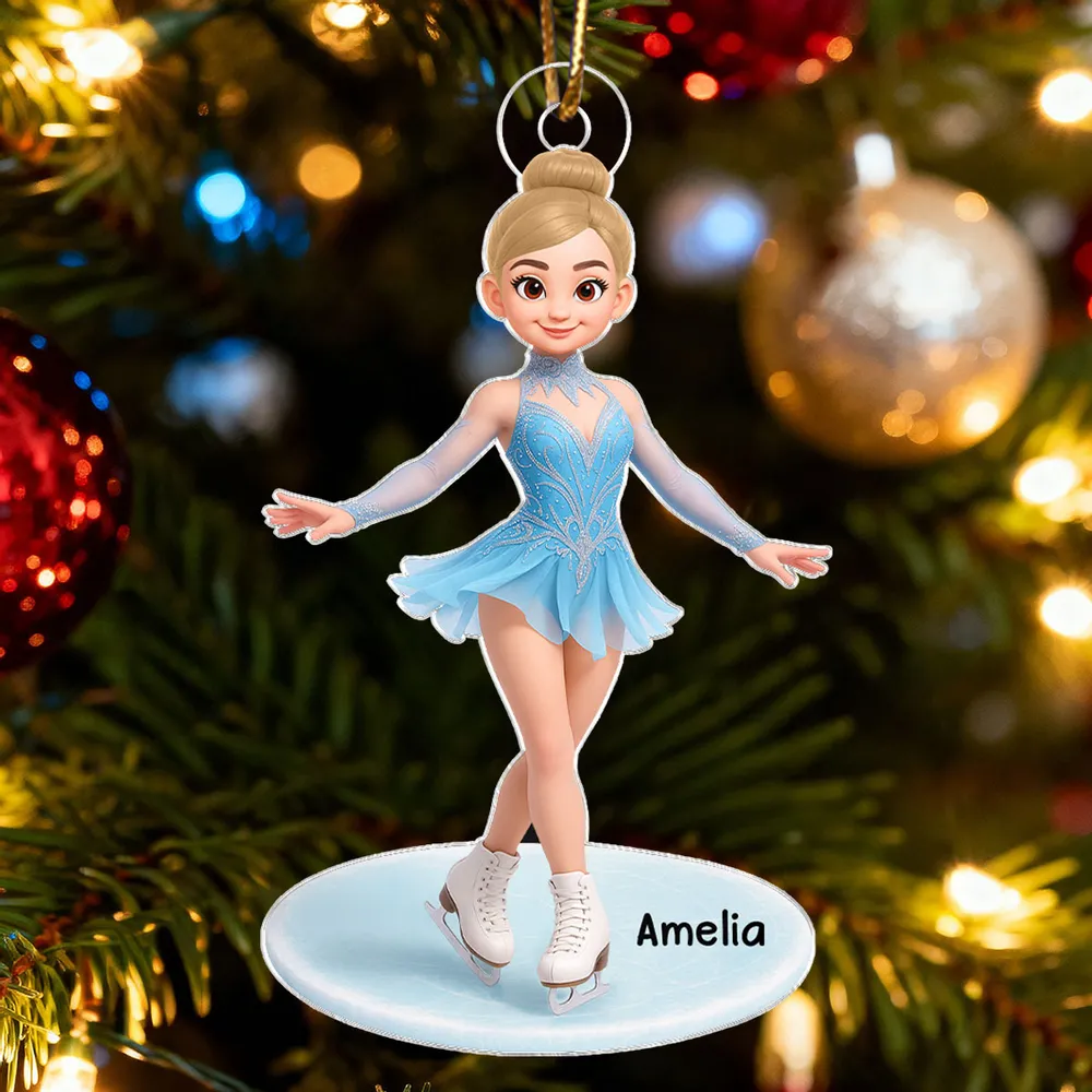 Cute Figure Skater Acrylic Ornament for Holiday Tree, Winter Wonderland Decor and Creative Gift for Daughters and Young Skaters - Image 7
