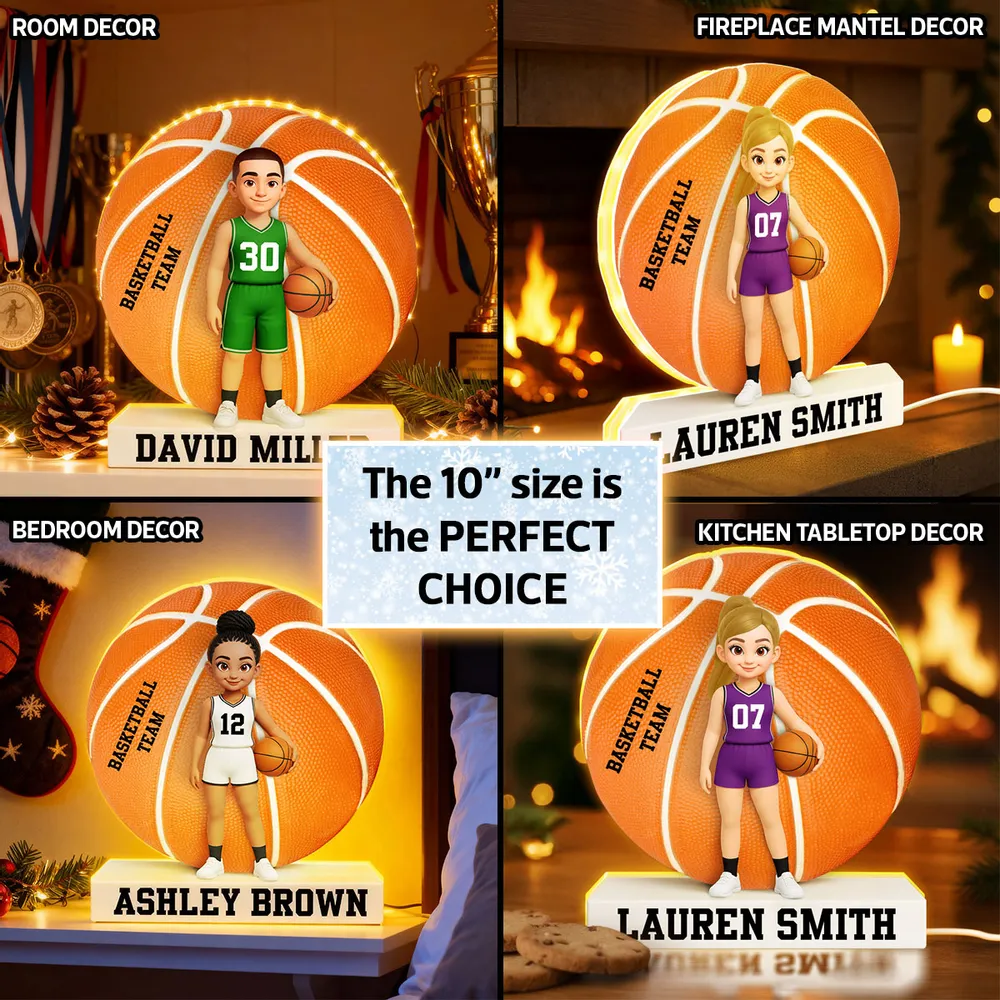 Custom Basketball Team Acrylic Light Box with Cute Player Illustration – Warm Atmosphere Light and Memorable Gift for Sports Lovers - Image 7