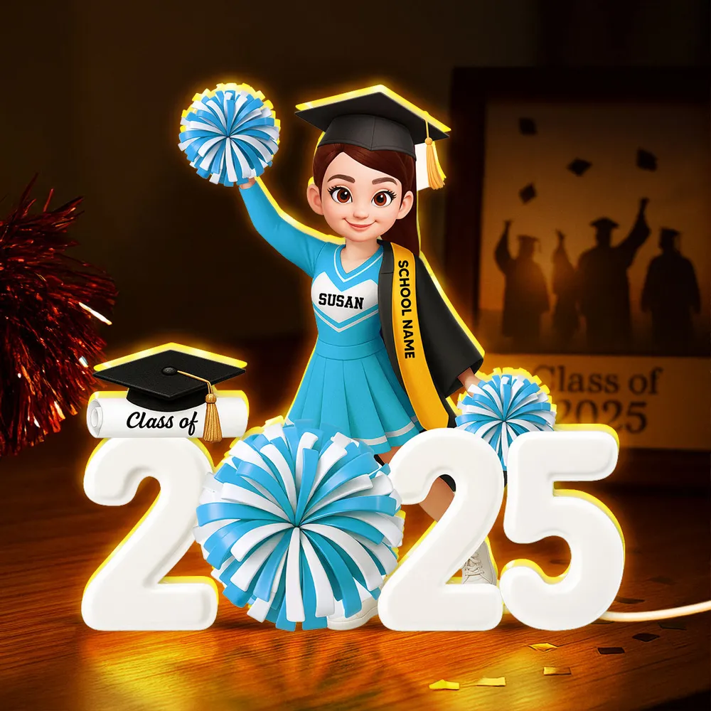 Personalized Acrylic Light Box Graduation Décor with Cheerleader Design & Warm Glow – Unique Gift for Class of Grad - Image 10