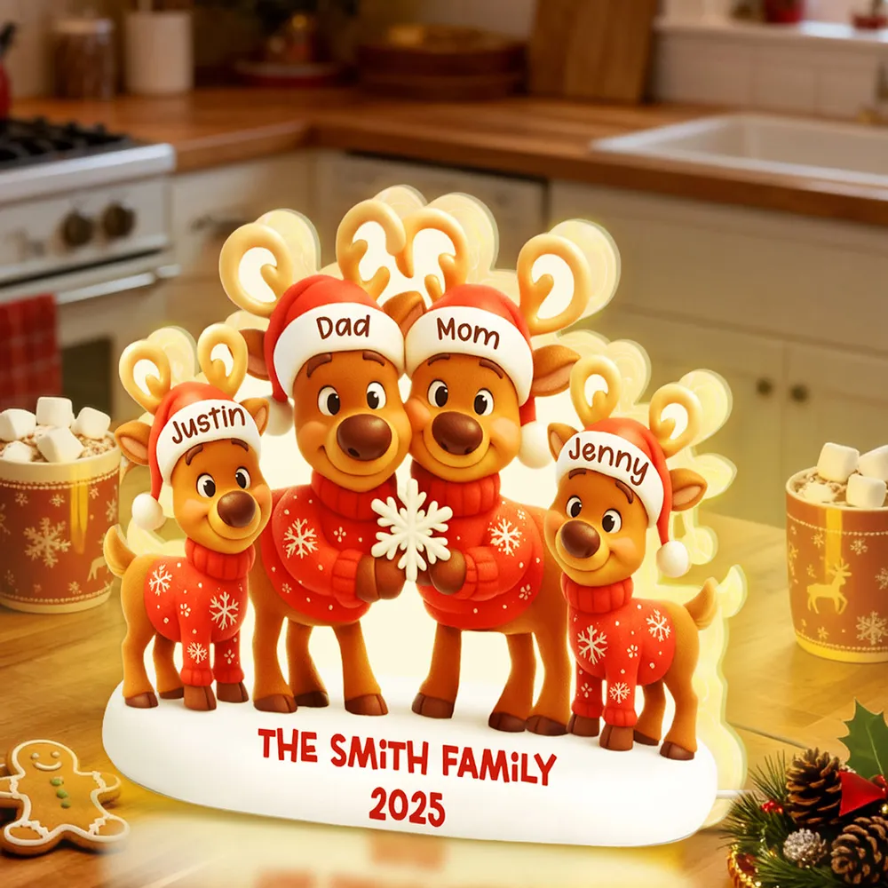 Custom Family Reindeer Acrylic Light Box Lamp for Cozy Holiday Nights, Heartwarming Keepsake Gift - Image 6