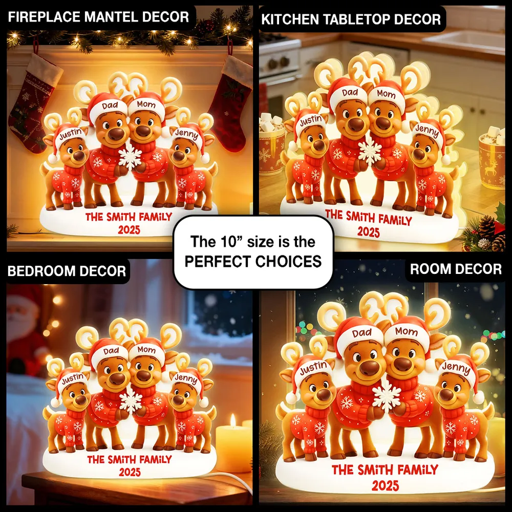 Custom Family Reindeer Acrylic Light Box Lamp for Cozy Holiday Nights, Heartwarming Keepsake Gift - Image 7