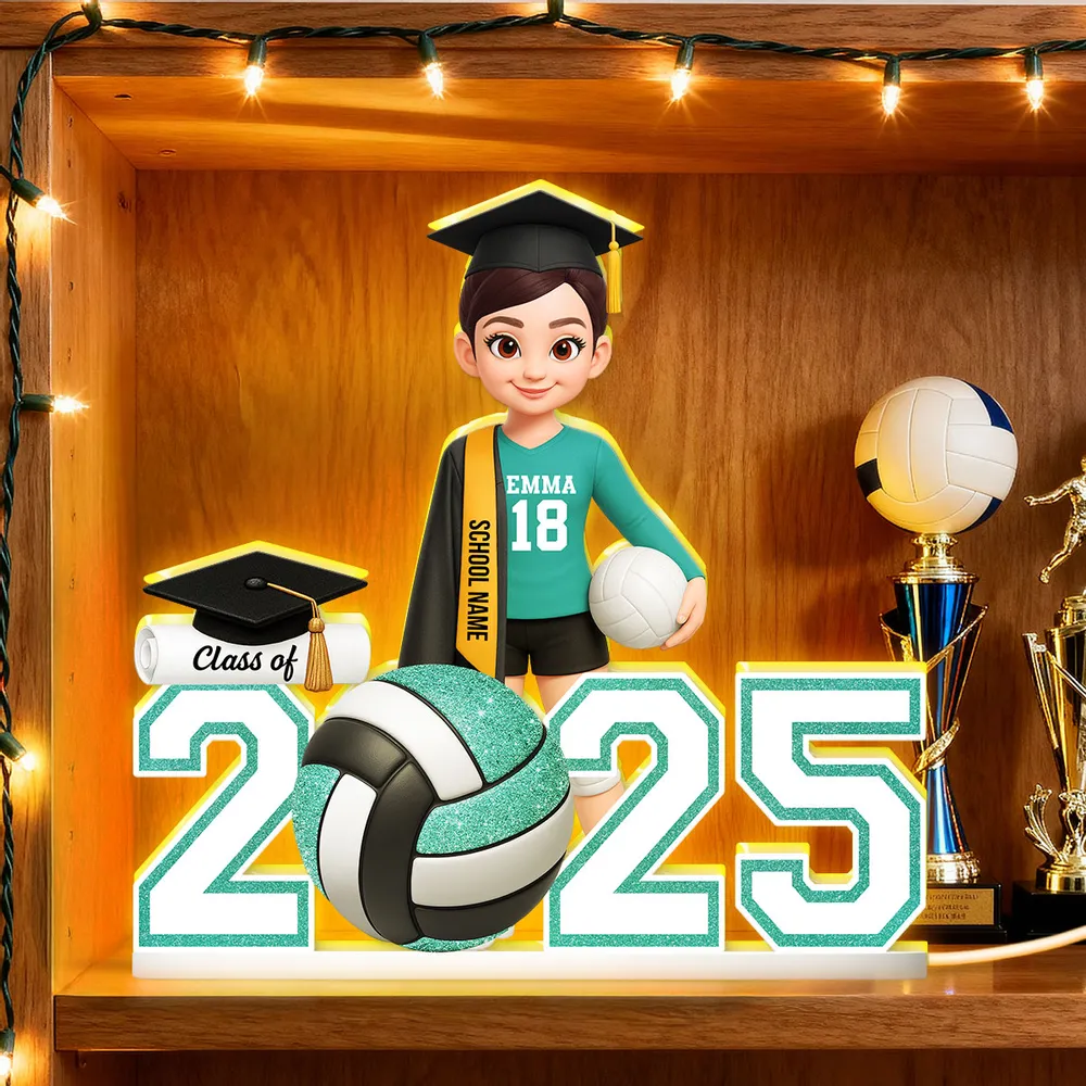 Graduation Acrylic Light Box with Custom Volleyball Player, Soft Atmosphere Lighting Keepsake for Class of 2025 and Unique Gift for Friends - Image 11