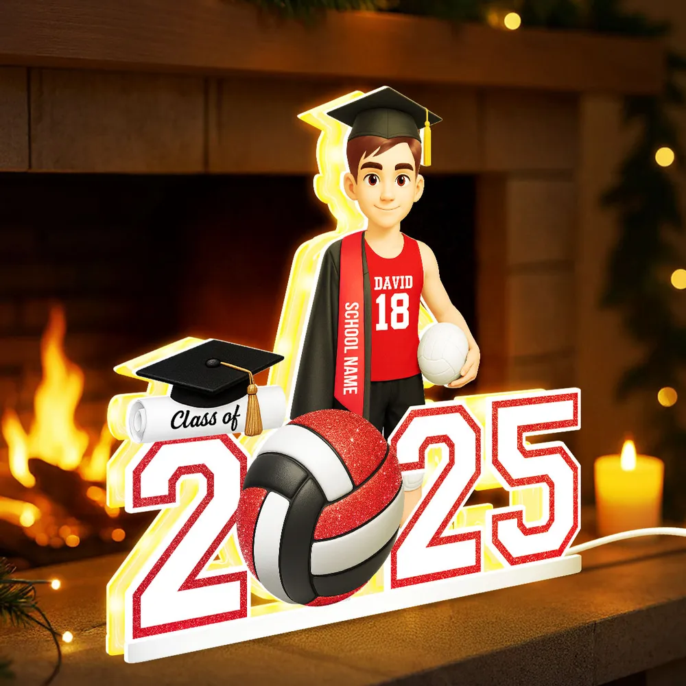 Graduation Acrylic Light Box with Custom Volleyball Player, Soft Atmosphere Lighting Keepsake for Class of 2025 and Unique Gift for Friends - Image 7