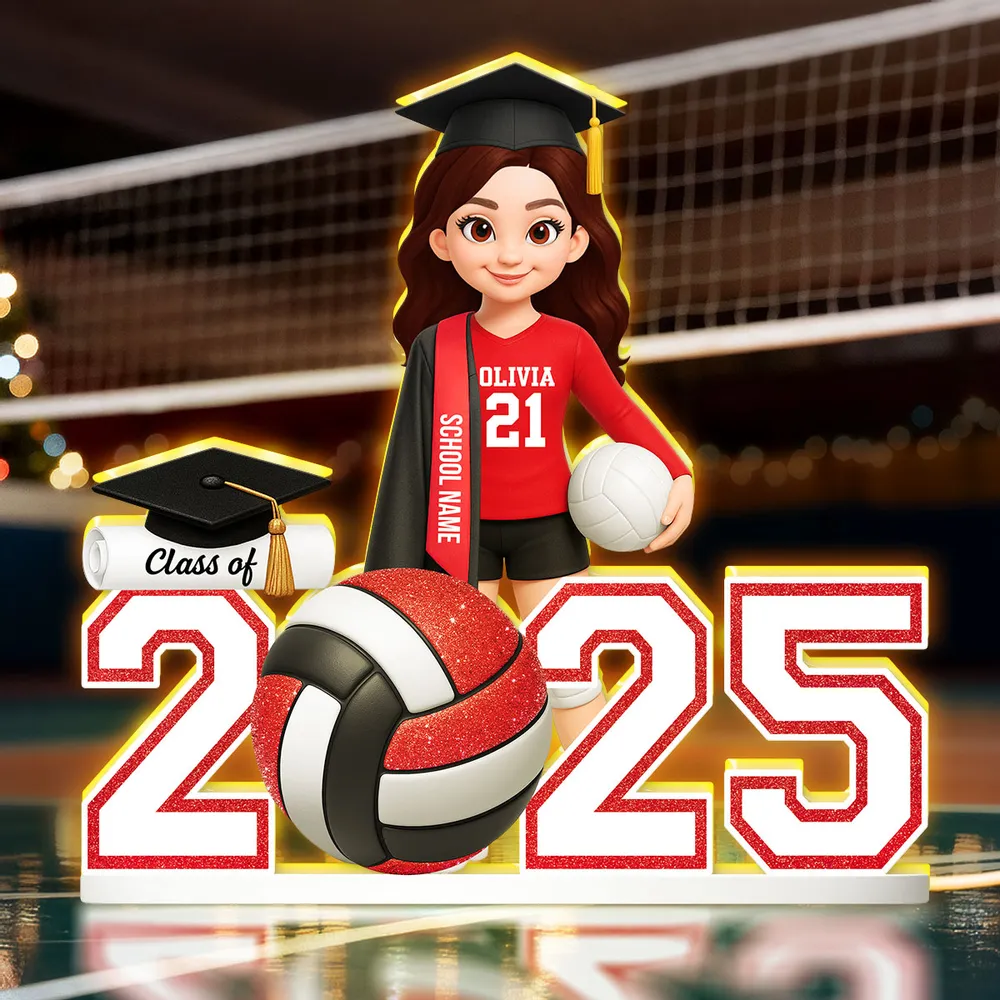 Graduation Acrylic Light Box with Custom Volleyball Player, Soft Atmosphere Lighting Keepsake for Class of 2025 and Unique Gift for Friends - Image 8