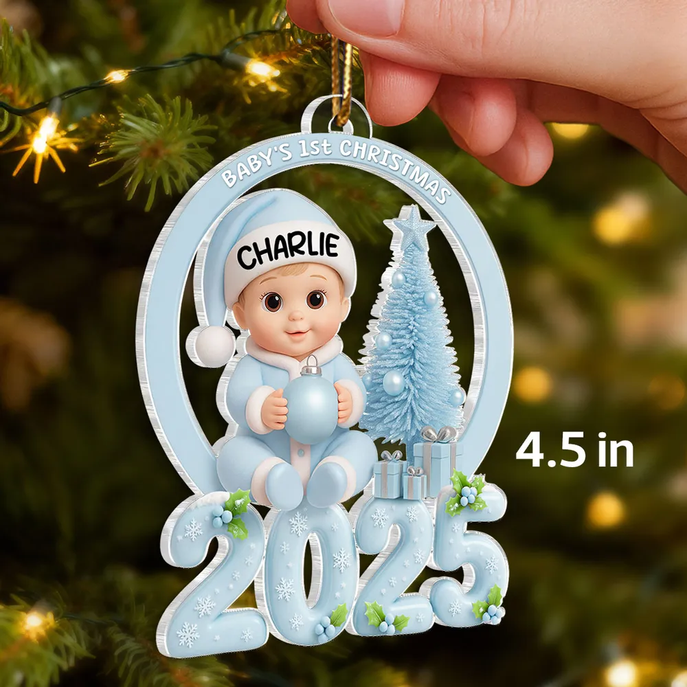 Personalized Baby First Christmas Acrylic Ornament with Pink Tree – Custom Keepsake Acrylic Ornament for Newborn – Unique Holiday Gift for New Parents - Image 6