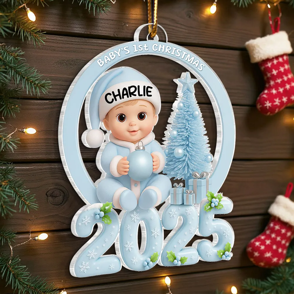 Personalized Baby First Christmas Acrylic Ornament with Pink Tree – Custom Keepsake Acrylic Ornament for Newborn – Unique Holiday Gift for New Parents - Image 8