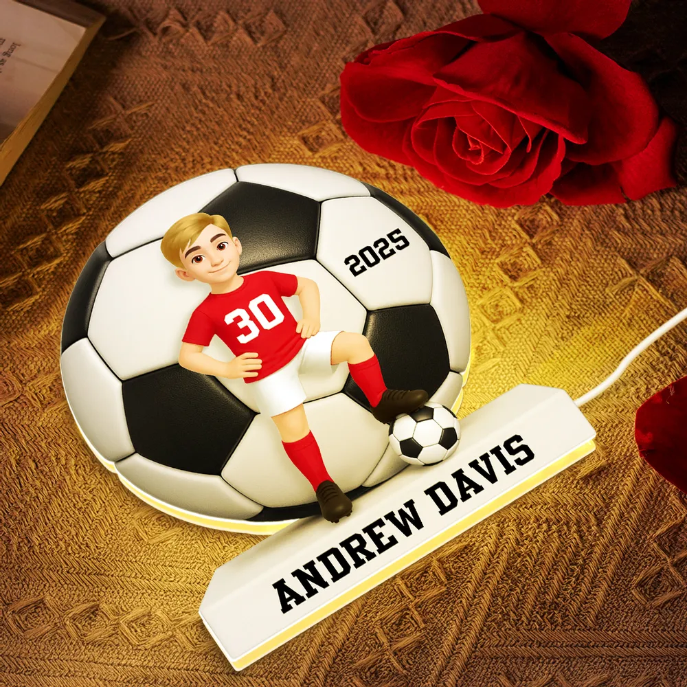 Personalized Acrylic Light Box Soccer Girl Lamp with Custom Player Design, Soft Warm Glow Bedroom Décor, Unique Gift for Young Athletes - Image 11