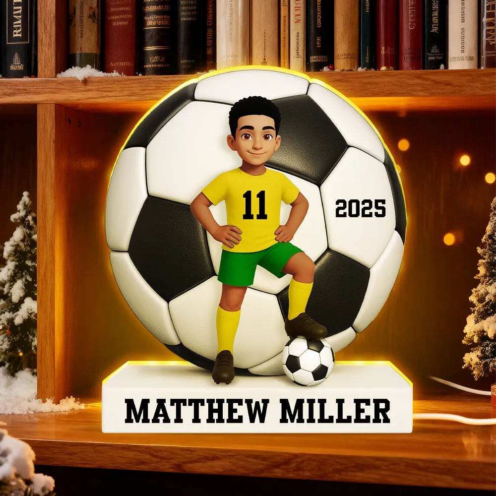 Personalized Acrylic Light Box Soccer Girl Lamp with Custom Player Design, Soft Warm Glow Bedroom Décor, Unique Gift for Young Athletes - Image 6