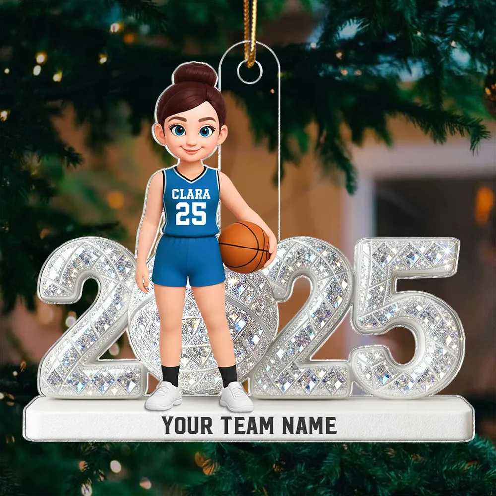 Personalized Acrylic Ornament with Girl Basketball Player, Custom Jersey & Year, Unique Gift for Young Athletes & Team Spirit Fans - Image 2