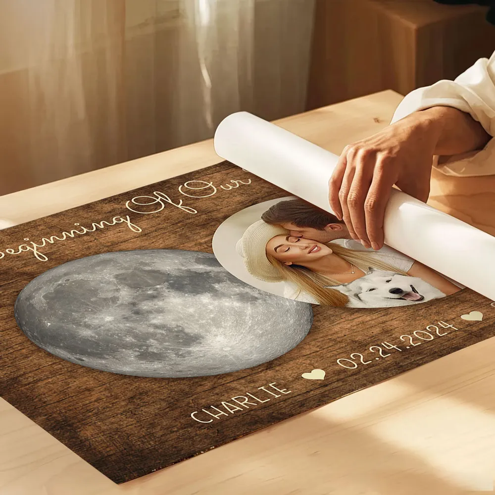Personalized Couple Poster With Moon Phase & Photo, Custom Anniversary Wall Art, Romantic Unique Gift For Couples - Image 7