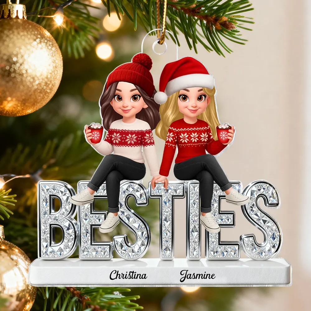 Personalized Acrylic Ornament for Best Friends with Cute Winter Characters, Festive Christmas Decor & Unique Gift - Image 3