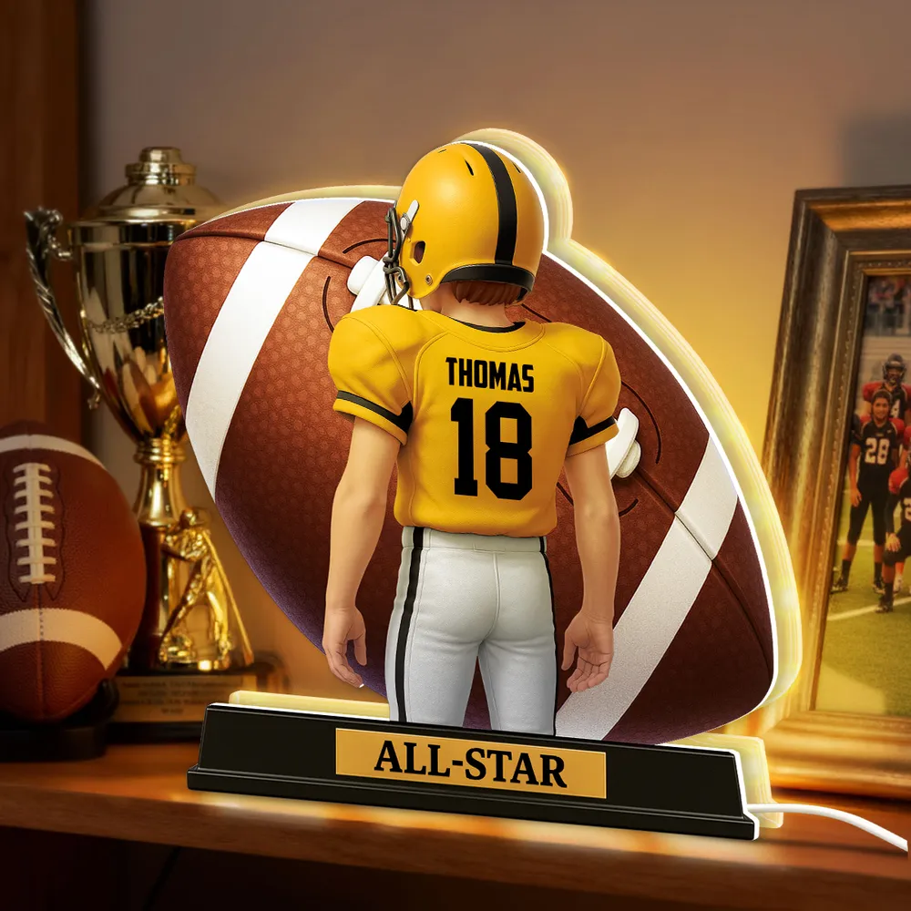 Personalized Acrylic Light Box for Football Player – Custom All-Star Design, Stadium Glow, Unique Gift for Sports Fans - Image 3