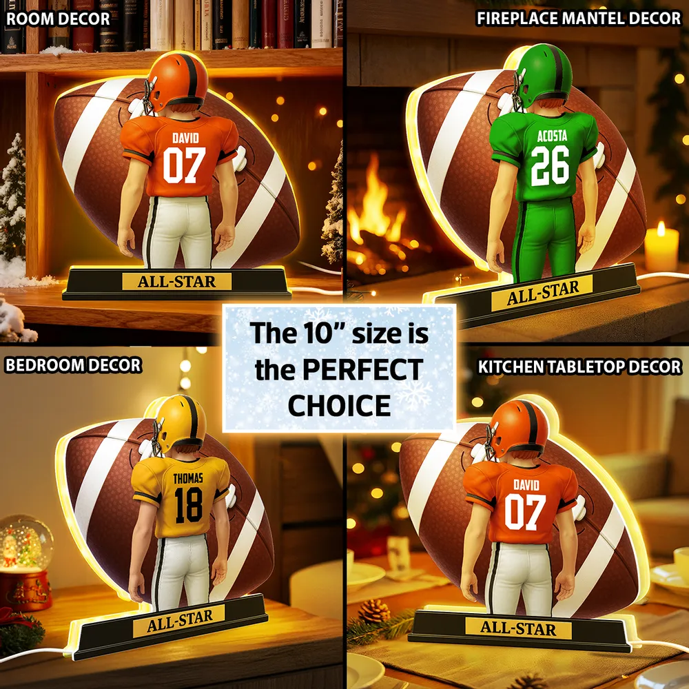 Personalized Acrylic Light Box for Football Player – Custom All-Star Design, Stadium Glow, Unique Gift for Sports Fans - Image 8