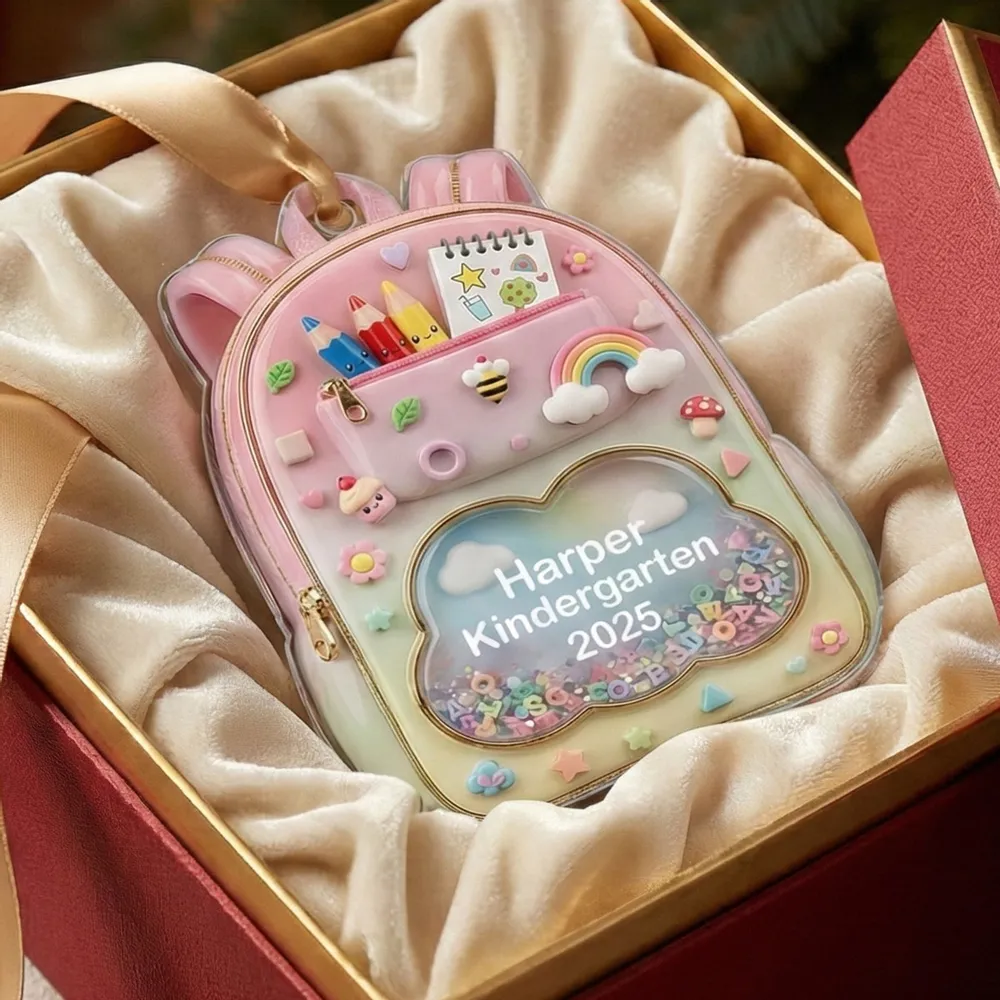 Personalized Acrylic Backpack Ornament for Kids – Cute School-Themed Holiday Gift - Image 7