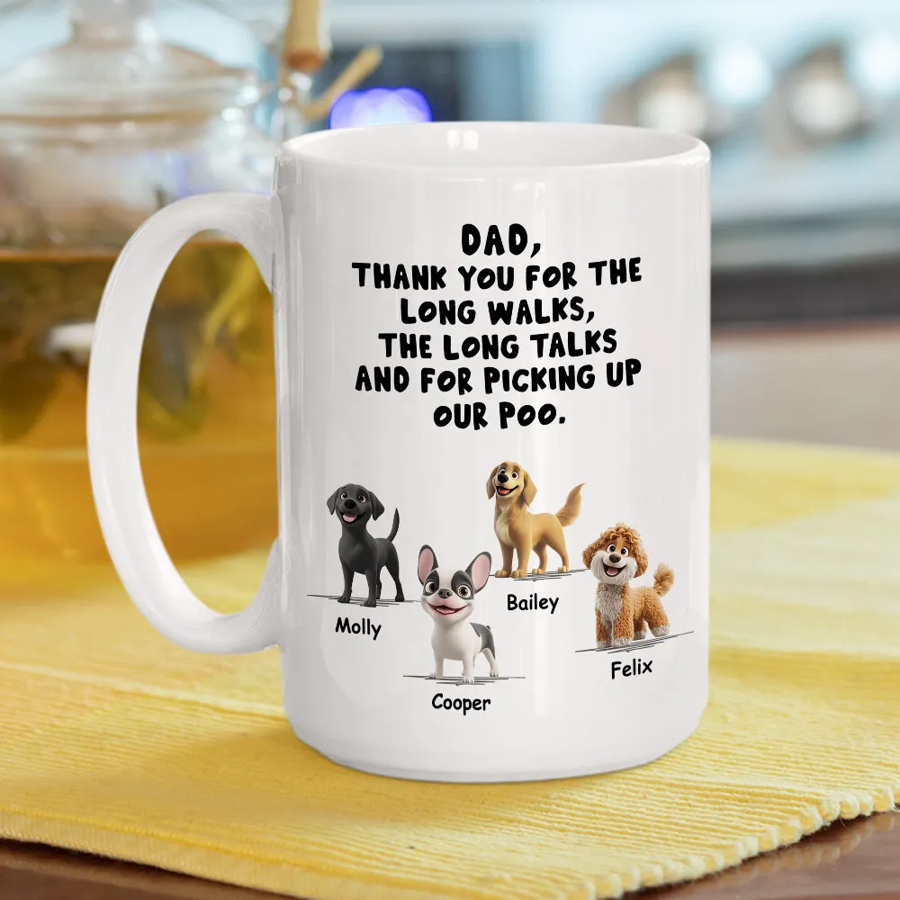 Personalized Dog Dad White Ceramic Mug with Funny Thank You Quote for Walks & Talks – Unique Gift for Pet Dad - Image 6