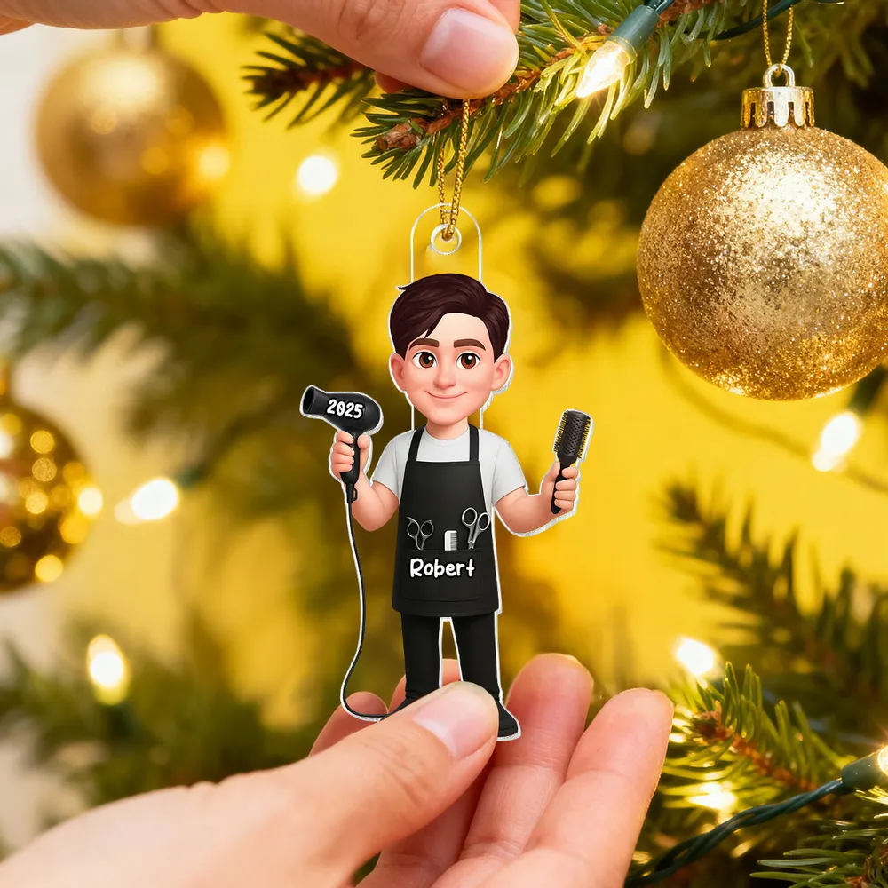 Personalized Acrylic Ornament for Hairdressers – Custom Hair Stylist Couple Design, Festive Decor & Unique Christmas Gift - Image 6