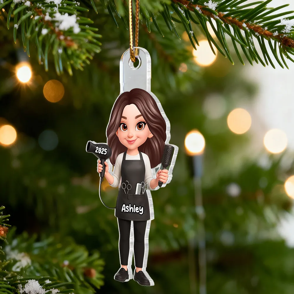 Personalized Acrylic Ornament for Hairdressers – Custom Hair Stylist Couple Design, Festive Decor & Unique Christmas Gift - Image 8