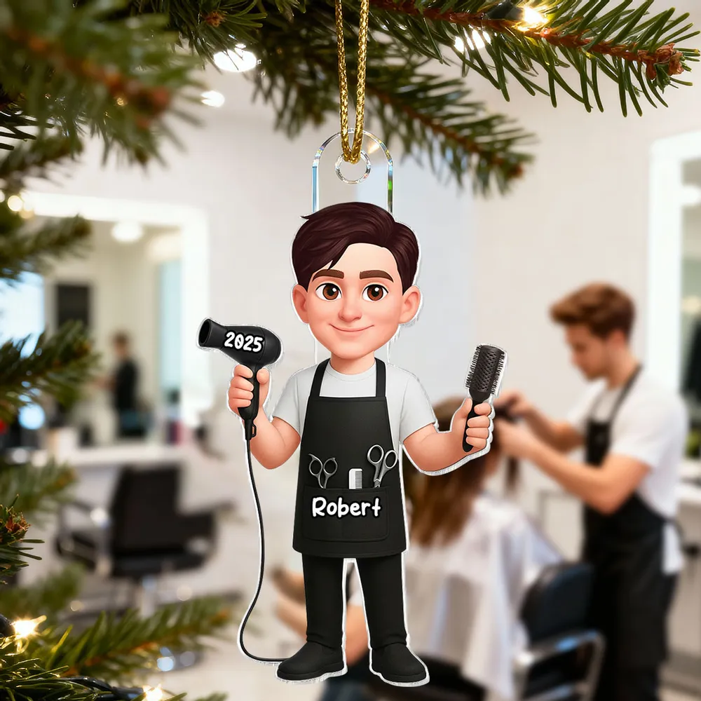 Personalized Acrylic Ornament for Hairdressers – Custom Hair Stylist Couple Design, Festive Decor & Unique Christmas Gift - Image 9