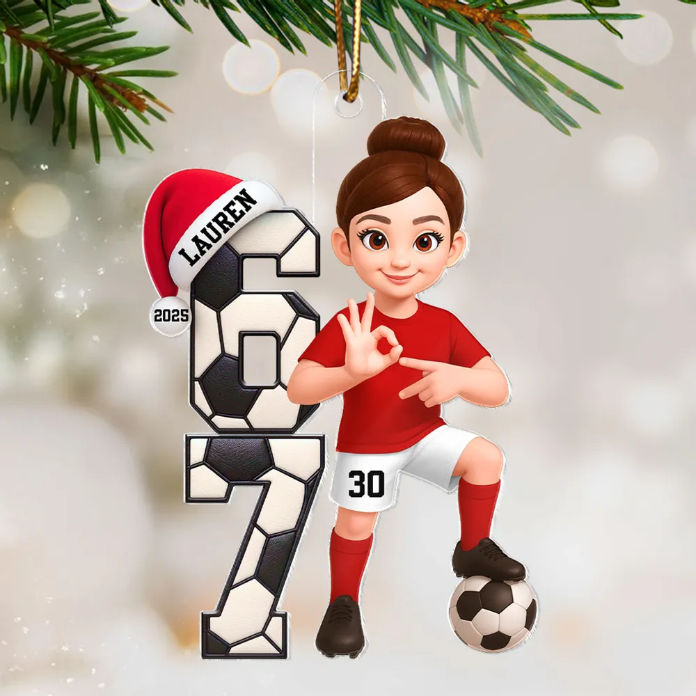 Custom Soccer Boy or Girl Acrylic Ornament – Funny Teen Slang Six Seven, Festive Holiday Decor & Creative Gift for Young Soccer Fans - Image 6