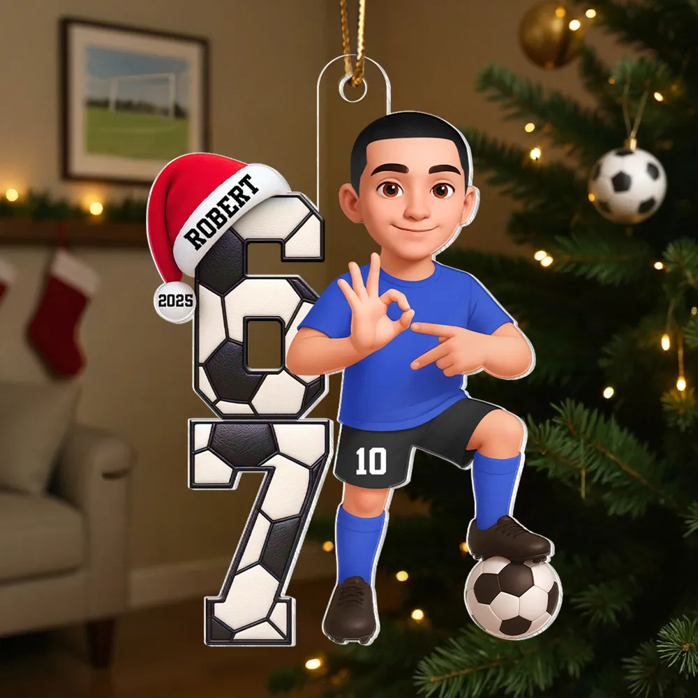 Custom Soccer Boy or Girl Acrylic Ornament – Funny Teen Slang Six Seven, Festive Holiday Decor & Creative Gift for Young Soccer Fans - Image 7