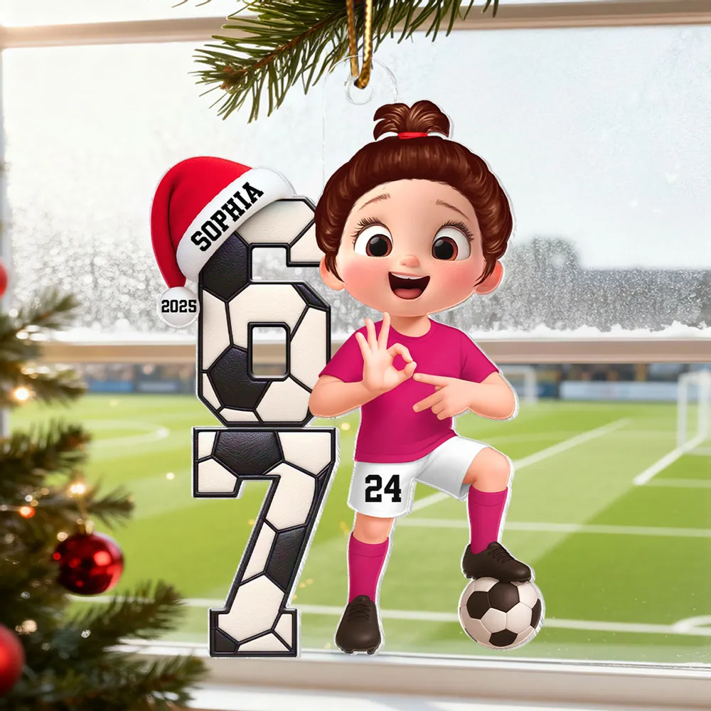 Custom Soccer Boy or Girl Acrylic Ornament – Funny Teen Slang Six Seven, Festive Holiday Decor & Creative Gift for Young Soccer Fans - Image 8